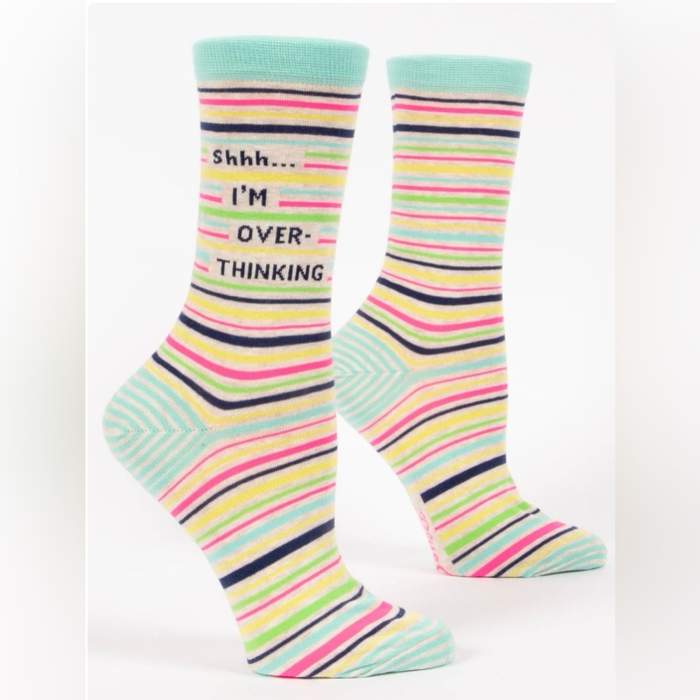 Shhh I'm Overthinking‎ W-Crew Socks- Women’s Size 5-10